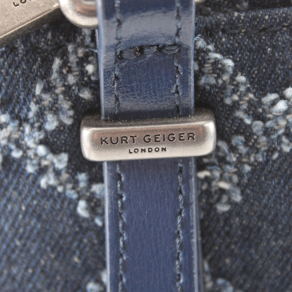 Kurt Geiger Purse NEW 9 x 6 x 2 Blue Denim Quilted Crossbody Fabric Purse