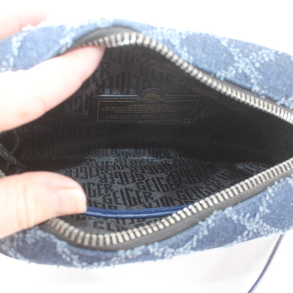 Kurt Geiger Purse NEW 9 x 6 x 2 Blue Denim Quilted Crossbody Fabric Purse