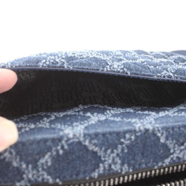 Kurt Geiger Purse NEW 9 x 6 x 2 Blue Denim Quilted Crossbody Fabric Purse