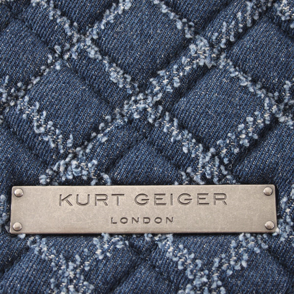 Kurt Geiger Purse NEW 9 x 6 x 2 Blue Denim Quilted Crossbody Fabric Purse