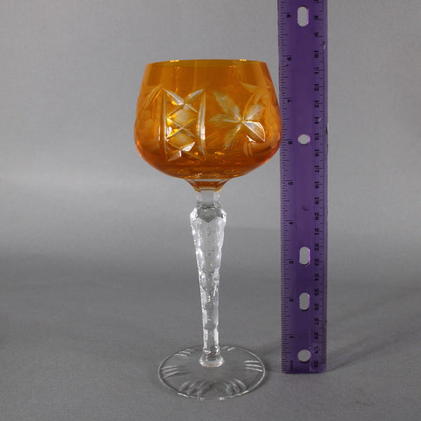 Bohemian Unbranded Wine Glass Yellow Cut Crystal 8" Wine Glass