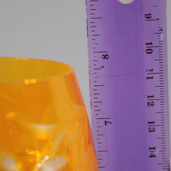 Bohemian Unbranded Wine Glass Yellow Cut Crystal 8" Wine Glass