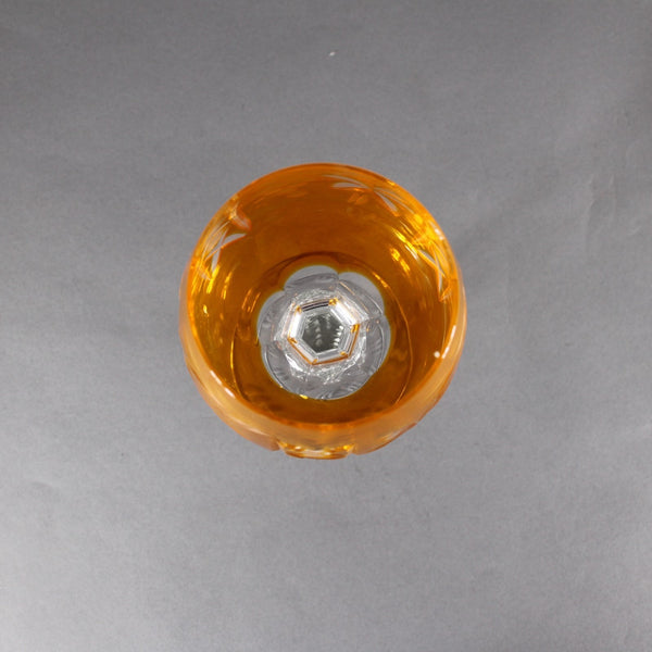 Bohemian Unbranded Wine Glass Yellow Cut Crystal 8" Wine Glass