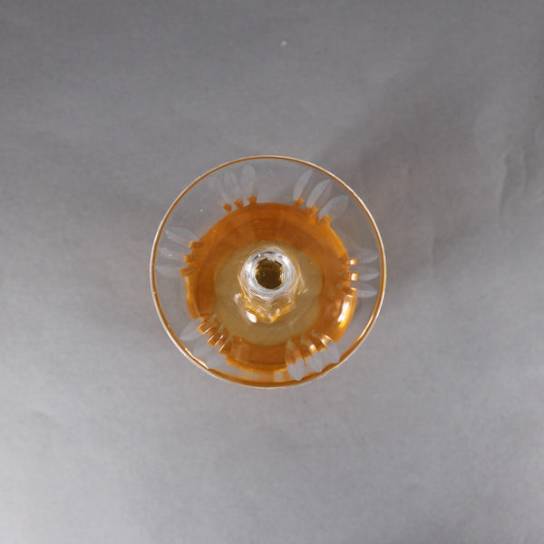 Bohemian Unbranded Wine Glass Yellow Cut Crystal 8" Wine Glass