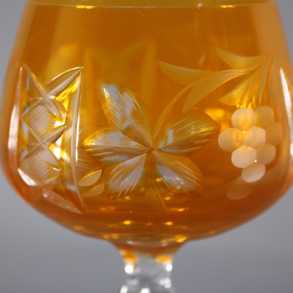 Bohemian Unbranded Wine Glass Yellow Cut Crystal 8" Wine Glass