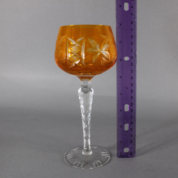 Bohemian Unbranded Wine Glass Yellow Cut Crystal 8" Wine Glass