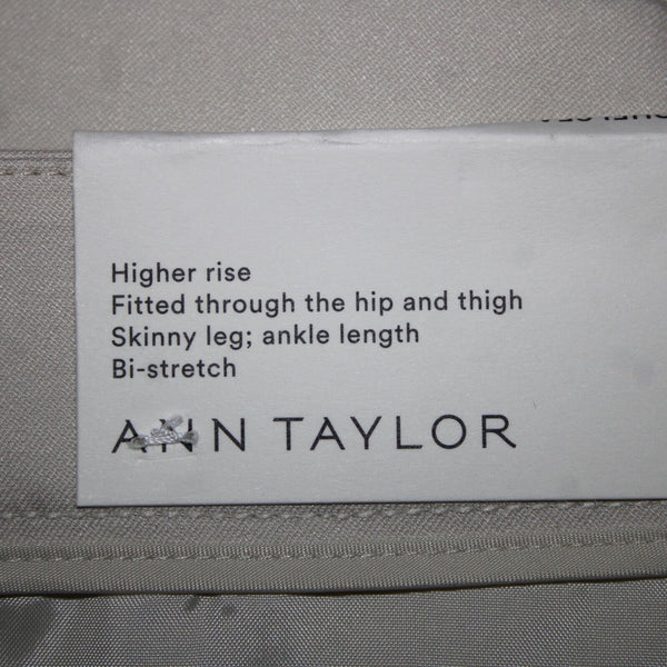 Ann Taylor NEW $79 Chelsea Sz 10 x 27 Beige Tan High Rise Skinny Crp Cotton Pant