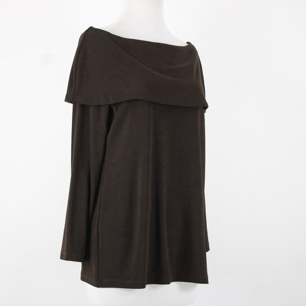 Chicos NEW $60 Travelers Sz XL Lt Choc Chip Brown Marilyn Acetate Spandex Top