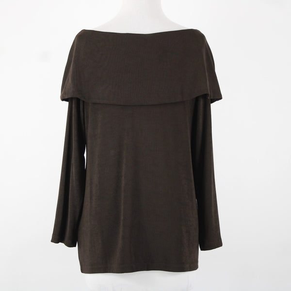 Chicos NEW $60 Travelers Sz XL Lt Choc Chip Brown Marilyn Acetate Spandex Top