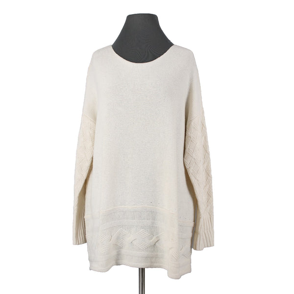 J Jill Sz XS / S Cream Round Neck Long Sleeve Wool Nylon Oversized Sweater