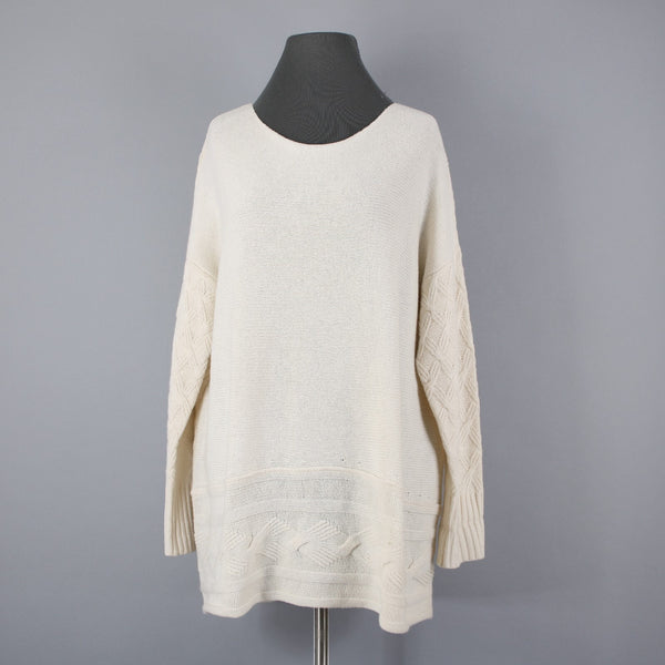 J Jill Sz XS / S Cream Round Neck Long Sleeve Wool Nylon Oversized Sweater