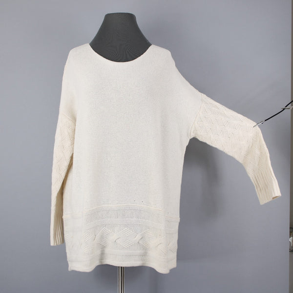 J Jill Sz XS / S Cream Round Neck Long Sleeve Wool Nylon Oversized Sweater