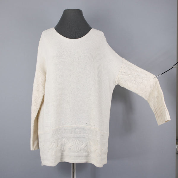 J Jill Sz XS / S Cream Round Neck Long Sleeve Wool Nylon Oversized Sweater