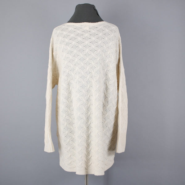 J Jill Sz XS / S Cream Round Neck Long Sleeve Wool Nylon Oversized Sweater