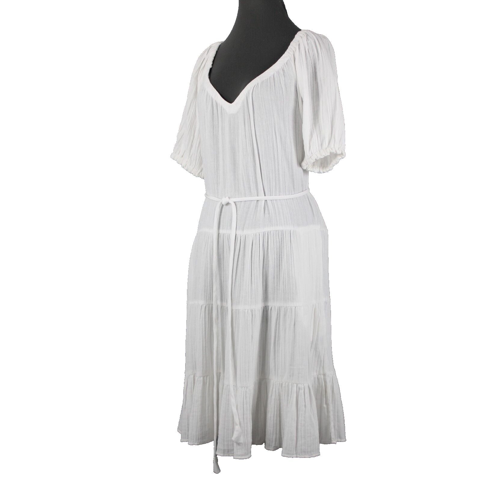 Rebecca Taylor NEW $225 La Vie Sz S White Double Gauze V Neck 100% Cotton Dress