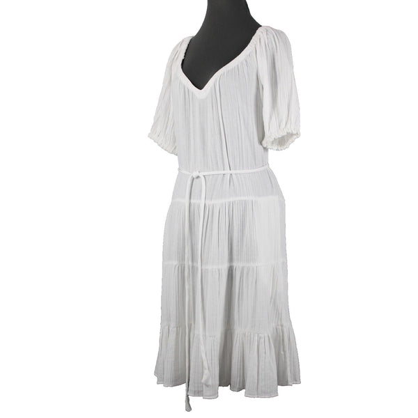 Rebecca Taylor NEW $225 La Vie Sz S White Double Gauze V Neck 100% Cotton Dress