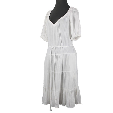 Rebecca Taylor NEW $225 La Vie Sz S White Double Gauze V Neck 100% Cotton Dress