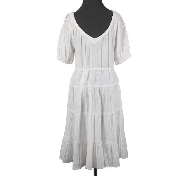 Rebecca Taylor NEW $225 La Vie Sz S White Double Gauze V Neck 100% Cotton Dress