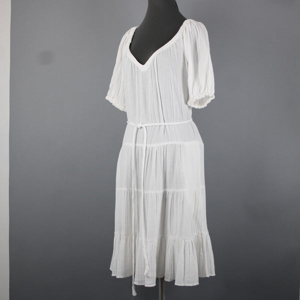 Rebecca Taylor NEW $225 La Vie Sz S White Double Gauze V Neck 100% Cotton Dress
