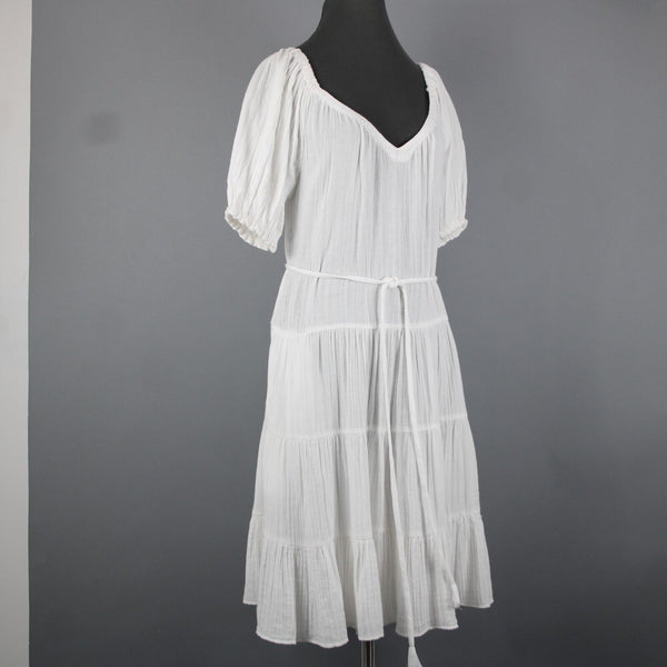 Rebecca Taylor NEW $225 La Vie Sz S White Double Gauze V Neck 100% Cotton Dress