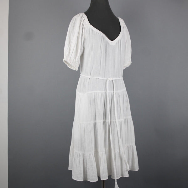 Rebecca Taylor NEW $225 La Vie Sz S White Double Gauze V Neck 100% Cotton Dress