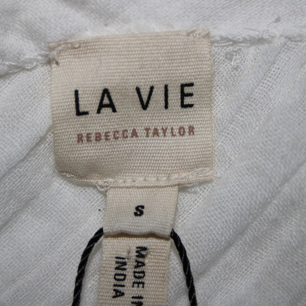 Rebecca Taylor NEW $225 La Vie Sz S White Double Gauze V Neck 100% Cotton Dress