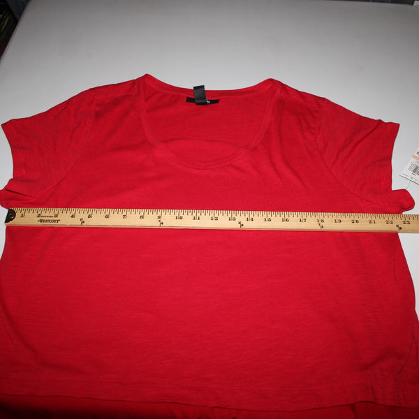 Style Co NEW $39 Core Sz 2x New Red Amore Red Short Sleeve 100% Cotton Rayon Top