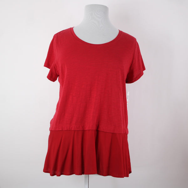 Style Co NEW $39 Core Sz 2x New Red Amore Red Short Sleeve 100% Cotton Rayon Top