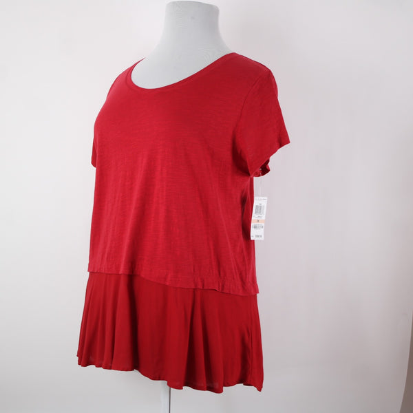 Style Co NEW $39 Core Sz 2x New Red Amore Red Short Sleeve 100% Cotton Rayon Top