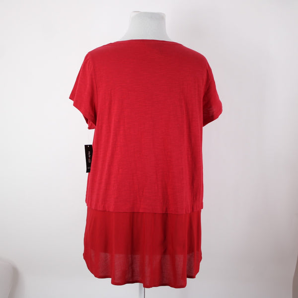 Style Co NEW $39 Core Sz 2x New Red Amore Red Short Sleeve 100% Cotton Rayon Top