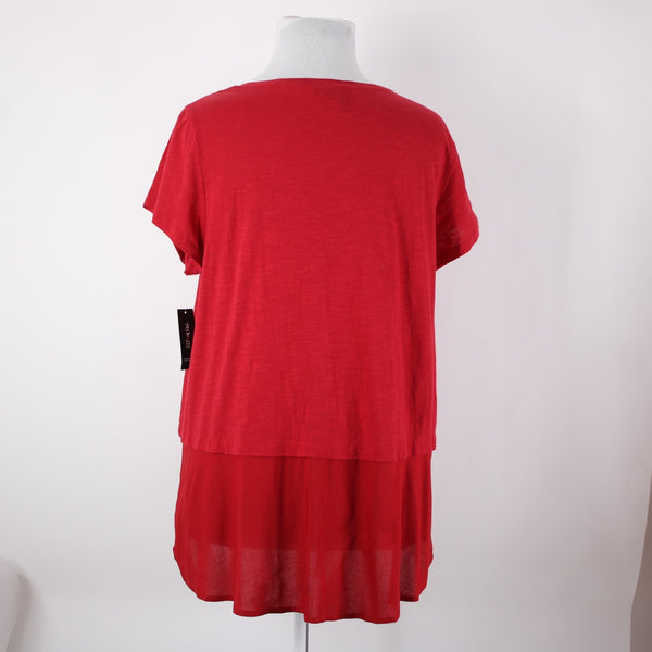 Style Co NEW $39 Core Sz 2x New Red Amore Red Short Sleeve 100% Cotton Rayon Top