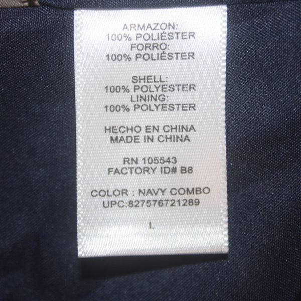 Daisy Fuentes Dress NEW $60 Checkmate Sz L Navy Blue White Lined 100% Polyester