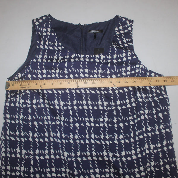 Daisy Fuentes Dress NEW $60 Checkmate Sz L Navy Blue White Lined 100% Polyester