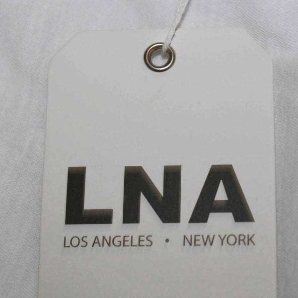 LNA NEW Sz S White Lace Up Side 100% Cotton Knit Top