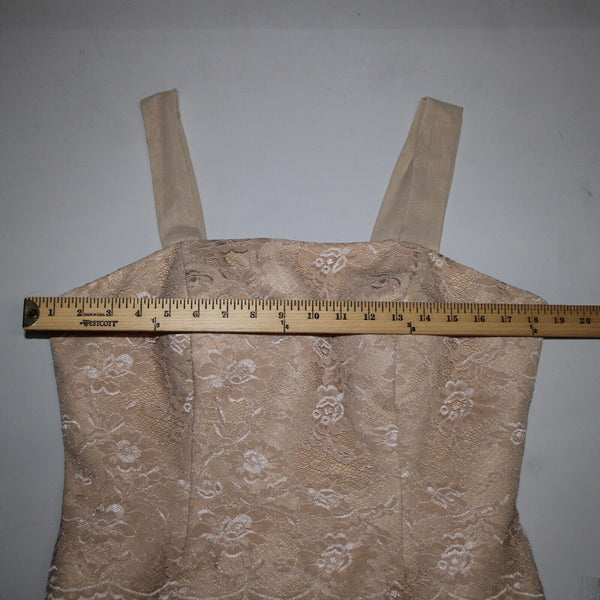 Wedding Dress NEW Sz 14 Biege Tan Lace Corset Inside W Wrap 100% Polyester Dress