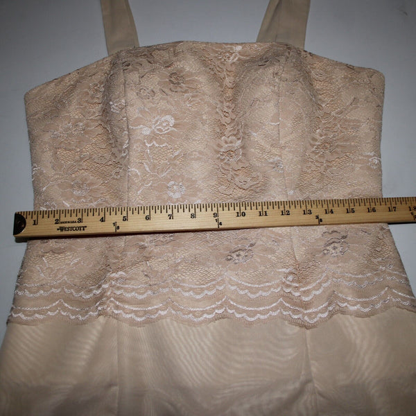 Wedding Dress NEW Sz 14 Biege Tan Lace Corset Inside W Wrap 100% Polyester Dress