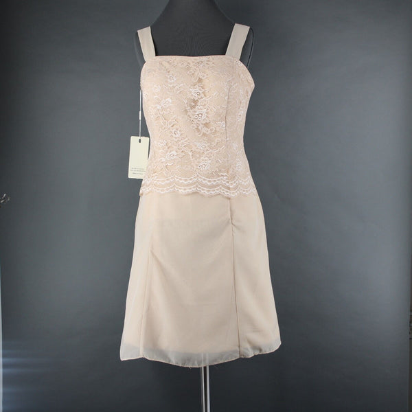 Wedding Dress NEW Sz 14 Biege Tan Lace Corset Inside W Wrap 100% Polyester Dress