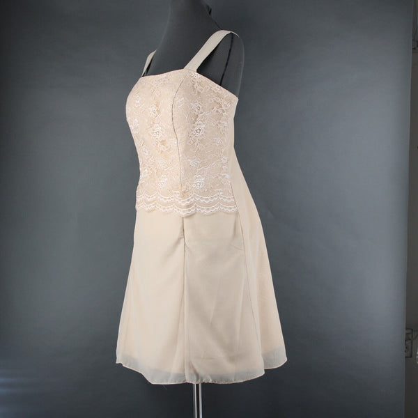 Wedding Dress NEW Sz 14 Biege Tan Lace Corset Inside W Wrap 100% Polyester Dress