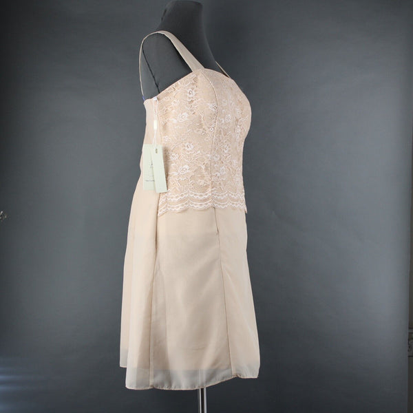 Wedding Dress NEW Sz 14 Biege Tan Lace Corset Inside W Wrap 100% Polyester Dress