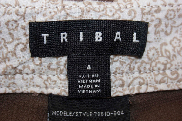 Tribal NWT $86 Sz 4 x 23 Brown Cotton Blend Capri Pant