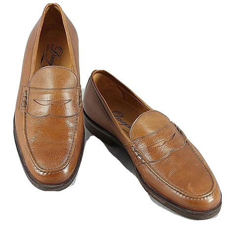 Dawjnson Sz 43.5 Handmade Cognac Brown Leather Men's Loafers