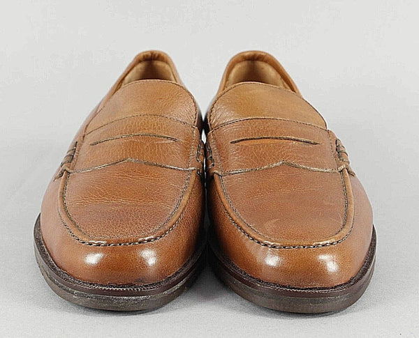 Dawjnson Sz 43.5 Handmade Cognac Brown Leather Men's Loafers