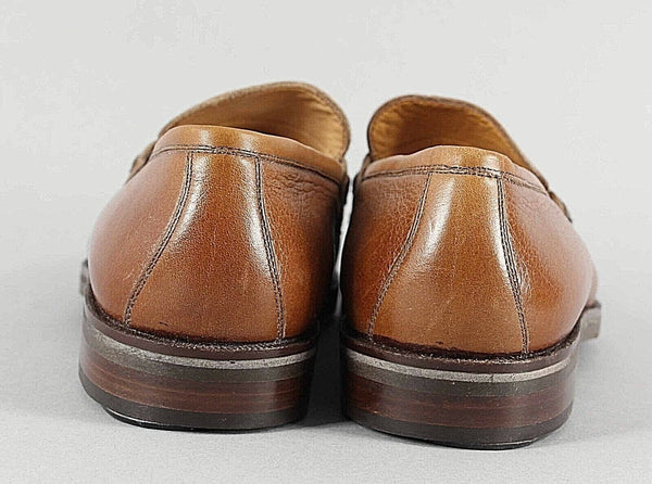 Dawjnson Sz 43.5 Handmade Cognac Brown Leather Men's Loafers