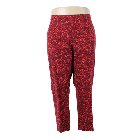 Isaac Mizrahi Live Pant Sz 28WP x 27 Red Multi Color Animal Print Cotton Pant