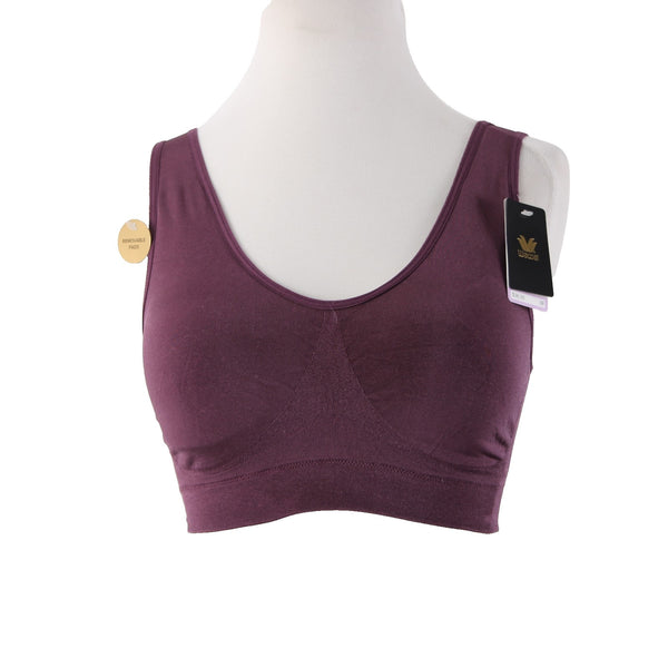 Wacoal Sports Bra NEW $36 Sz 38 Purple Removable Pads Nylon Spandex Sports Bra