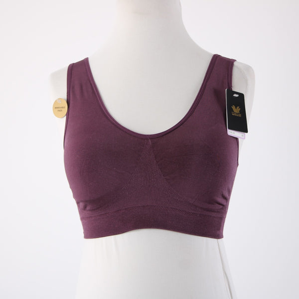 Wacoal Sports Bra NEW $36 Sz 38 Purple Removable Pads Nylon Spandex Sports Bra