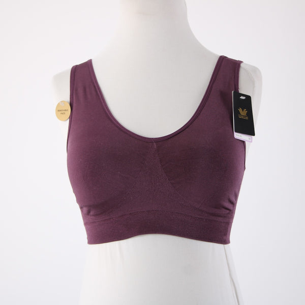 Wacoal Sports Bra NEW $36 Sz 38 Purple Removable Pads Nylon Spandex Sports Bra