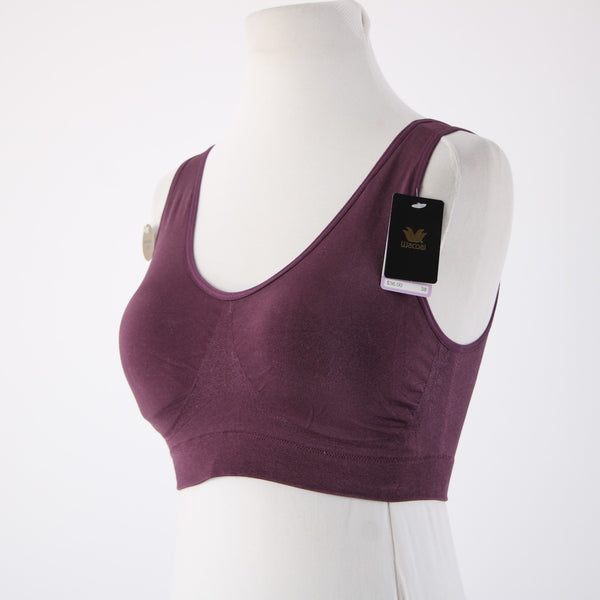 Wacoal Sports Bra NEW $36 Sz 38 Purple Removable Pads Nylon Spandex Sports Bra