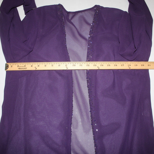 Timeless Collection Pant Suit Sz 16 Purple Beaded Sequin 3 PCS 100% Poly Suit