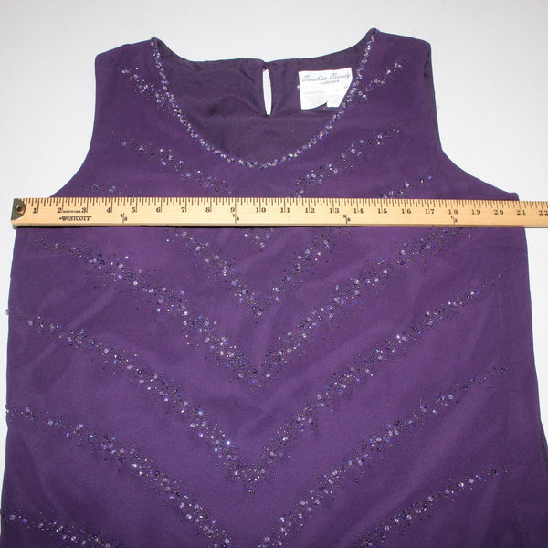 Timeless Collection Pant Suit Sz 16 Purple Beaded Sequin 3 PCS 100% Poly Suit